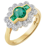 Emerald gemstone and diamond accents in 18ct yellow gold and 18 white gold