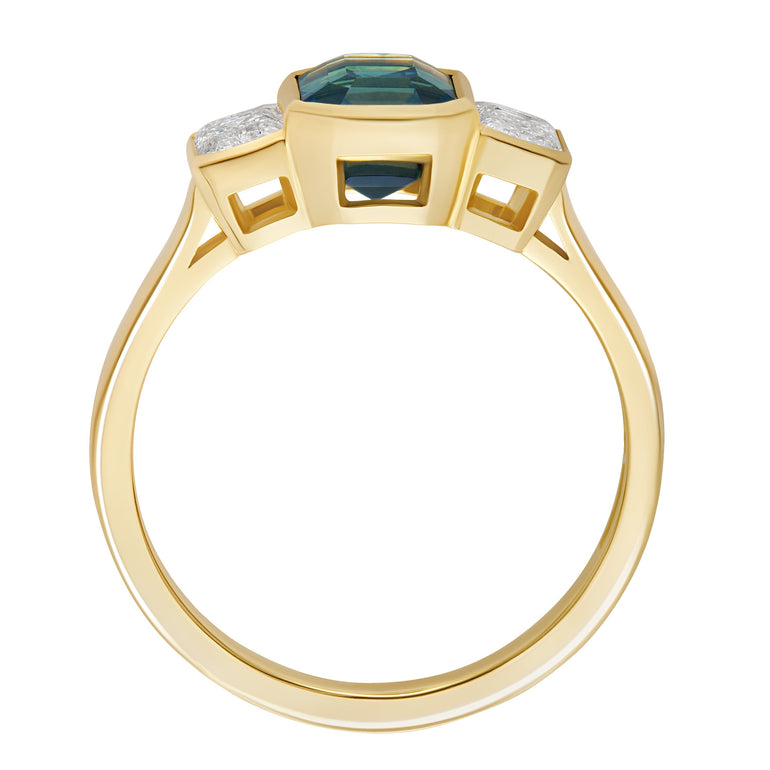 Sapphire ring and diamond ring Art Deco, made in Hatton Garden, London.
