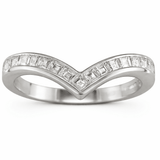 carre cut diamonds on a curved wedding band in platinum. Made in London