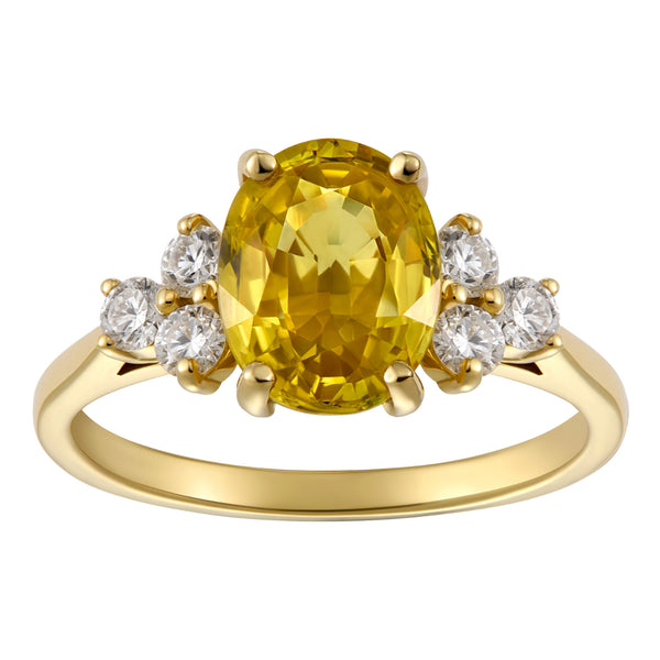 Yellow sapphire engagement ring with gold band