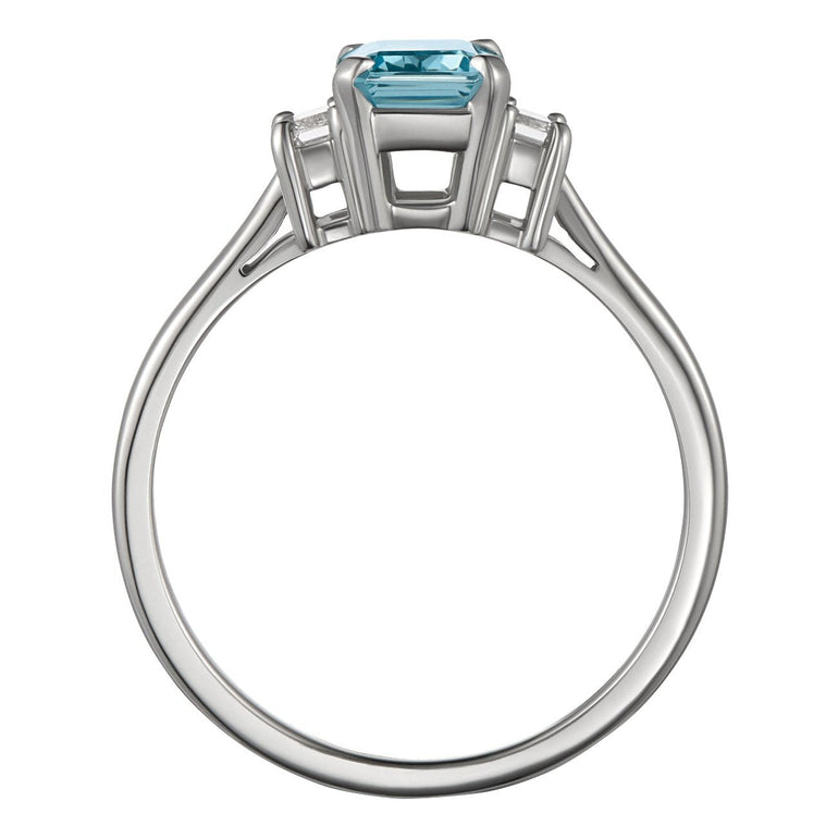 Art Deco Aquamarine and Diamond Platinum Engagement Ring