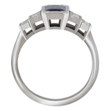 Art Deco blue sapphire engagement ring in platinum