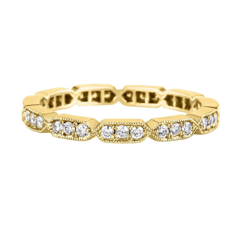 Art Deco diamond wedding band in yellow gold