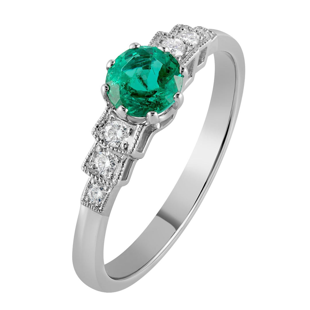 Art Deco Emerald & Diamond Engagement Ring | London Victorian Ring ...