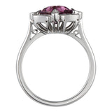 Art Deco pink sapphire engagement ring with diamonds set in platinum