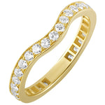 diamond full eternity curved wedding band in 18ct yellow gold. Made in London