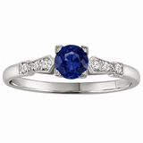 Blue Sapphire with Square Setting and Diamond Shoulders engagement ring