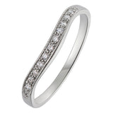 Curved diamond wedding ring in white gold