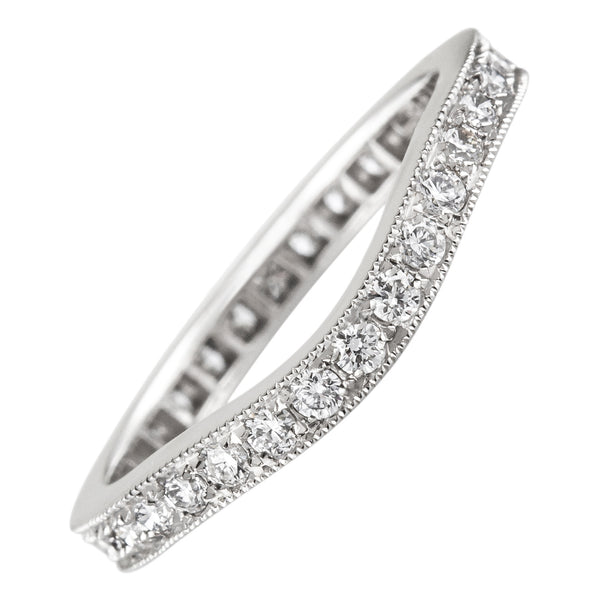 Curved platinum diamond eternity ring