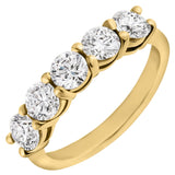 Diamond five stone engagement ring or wedding band in yellow gold