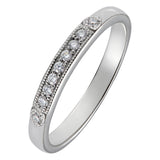 Heart motif diamond vintage wedding ring in white gold