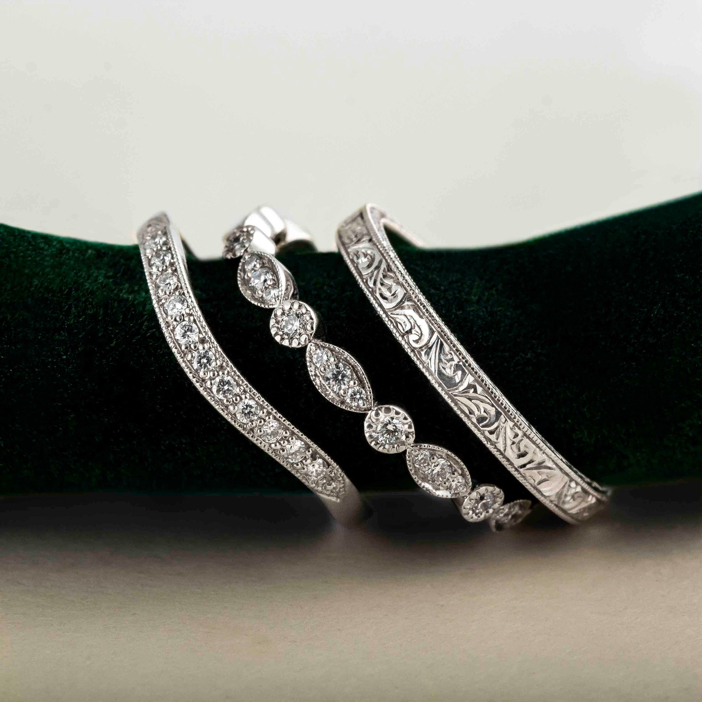 vintage diamond wedding rings, made in Hatton Garden, London