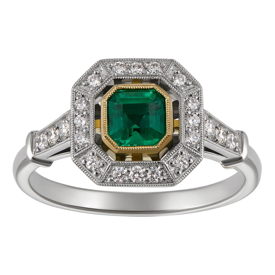 Asscher Cut Emerald Ring | UK Hatton Garden | London Victorian Ring ...