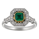 Emerald and Diamond Cluster Ring 