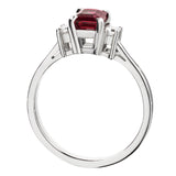 Emerald cut ruby and diamond ring