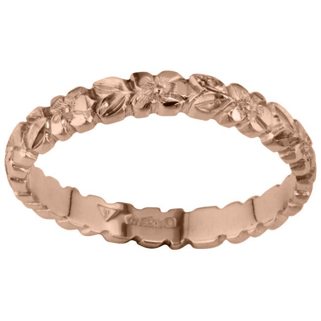 Engraved rose gold wedding ring