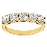 Five stone diamond engagement wedding or eternity ring in yellow gold
