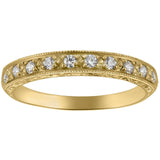 Fully engraved diamond wedding ring in 18ct yellow gold