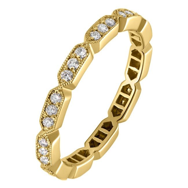 Gold vintage geometric diamond wedding ring