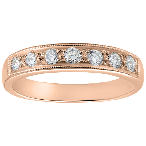 Rose gold wedding ring or eternity ring with seven diamonds
