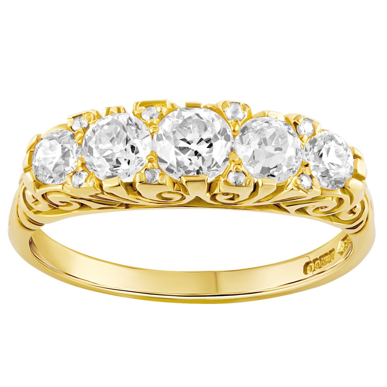 Half hoop diamond engagement ring in 18ct yellow gold. made in Hatton Garden