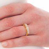 Victorian Style Diamond Carved Half Hoop Ring