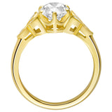 Floral inspired engagement ring with oval lab grown diamond and marquise diamond in 18ct yellow gold. Made in the UK.