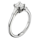 Lab Grown Asscher cut diamond engagement ring with tapered side stones