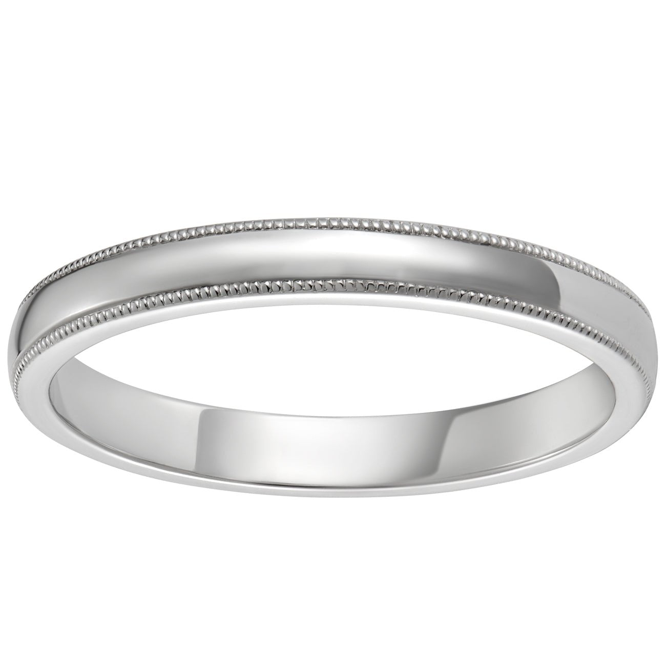 Milgrain wedding band in white gold