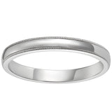 Milgrain wedding band in white gold