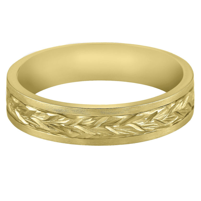 Nature-inspired wedding ring in yellow gold