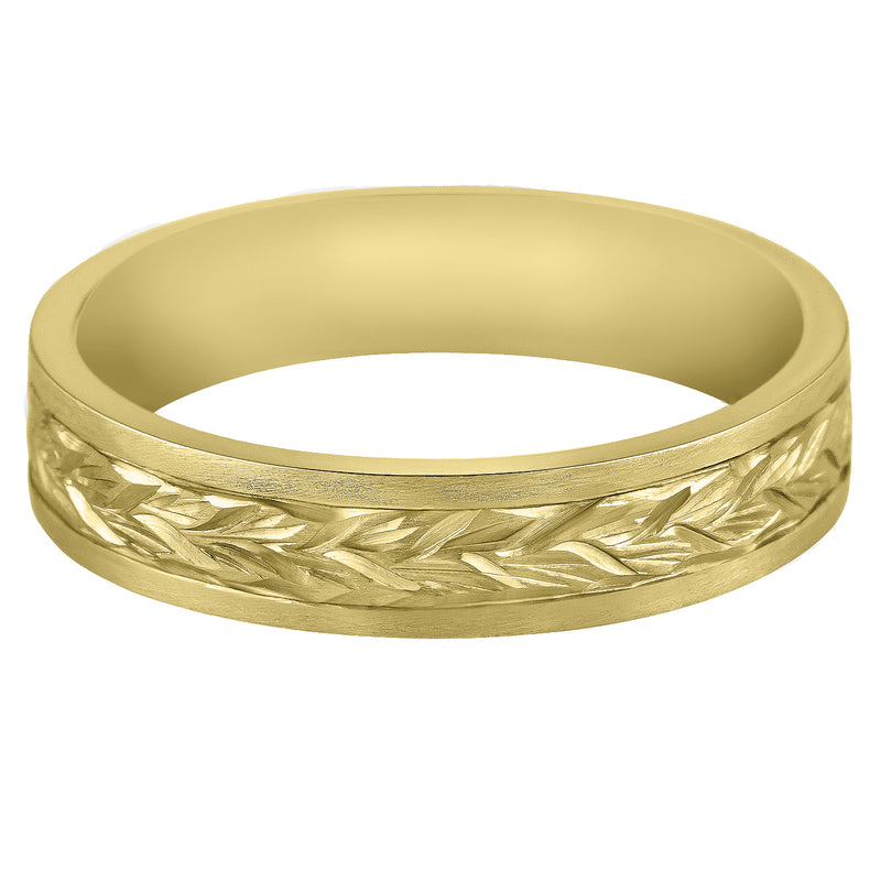 Nature-inspired wedding ring in yellow gold