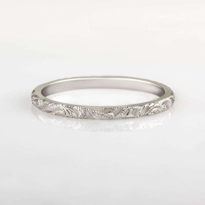 Paisley engraved platinum wedding ring