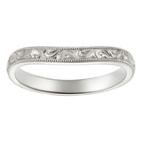 Patterned shaped wedding band in platinum