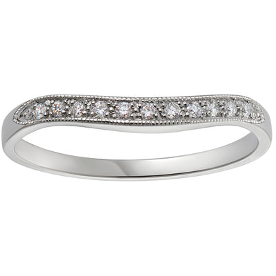 Platinum curved diamond wedding ring