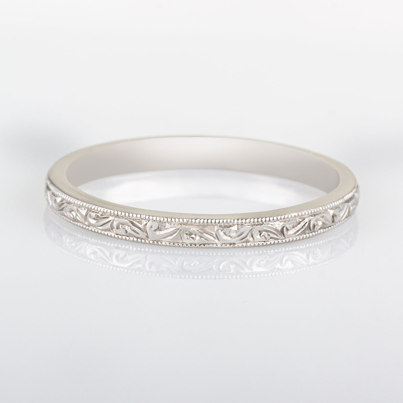 2mm Platinum Engraved Milgrain Wedding Band | London Victorian Ring ...
