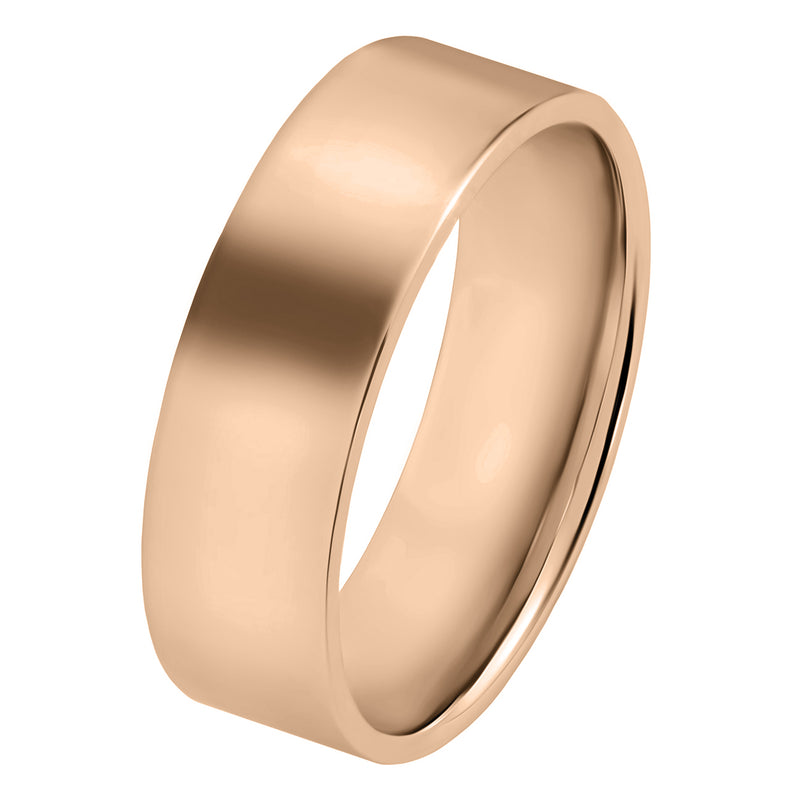 7mm Rose Gold Flat Court Ring with Brushed Finish