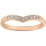 Rose gold wishbone wedding band with diamonds