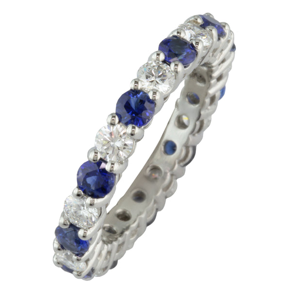 Sapphire and diamond full eternity ring in white gold