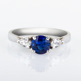 Sapphire and diamond engagement ring in platinum