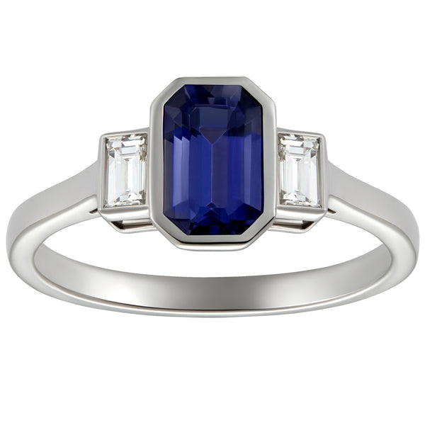Sapphire diamond trilogy ring