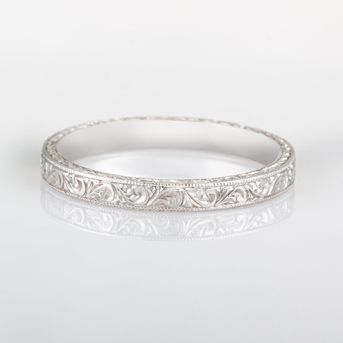 Scroll Pattern Hand Engraved Wedding Ring | London Victorian Ring UK ...