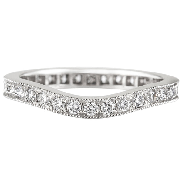 Shaped diamond full eternity or wedding ring in platinum vintage style