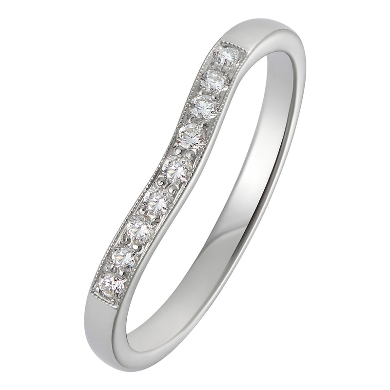 Shaped diamond wedding ring in white gold