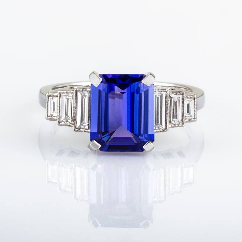 Tanzanite engagement ring in art deco style
