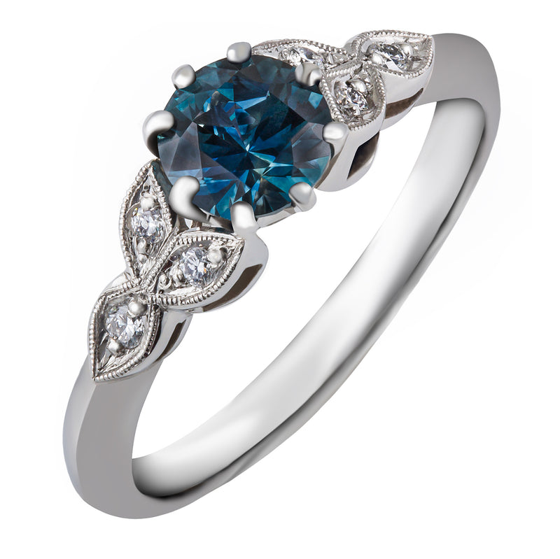 Teal sapphire ring 