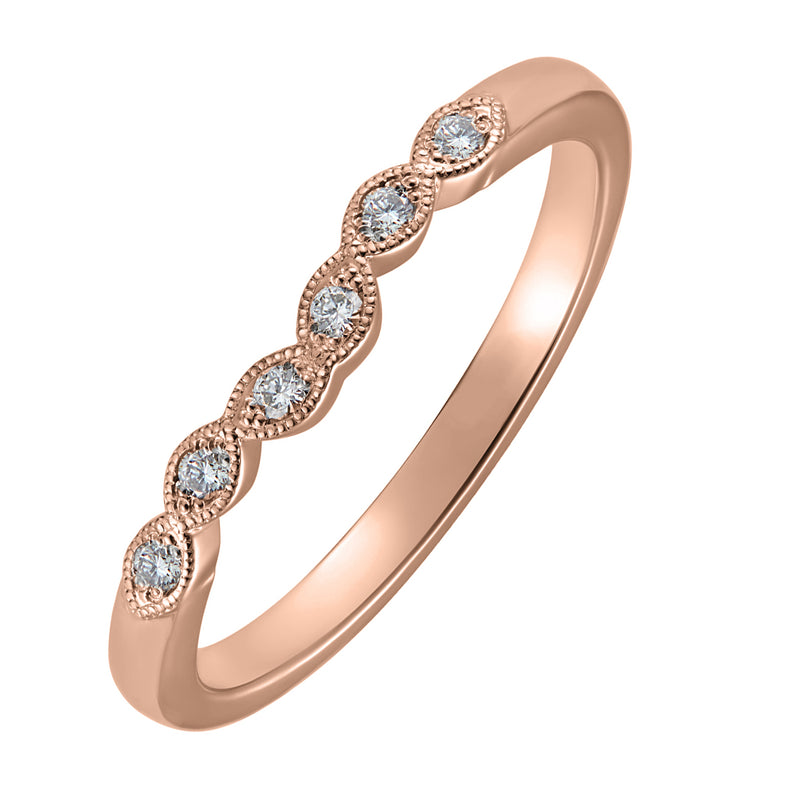 Thin rose gold diamond curved wedding ring