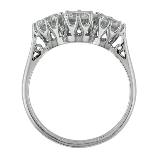 Three stone ring side view