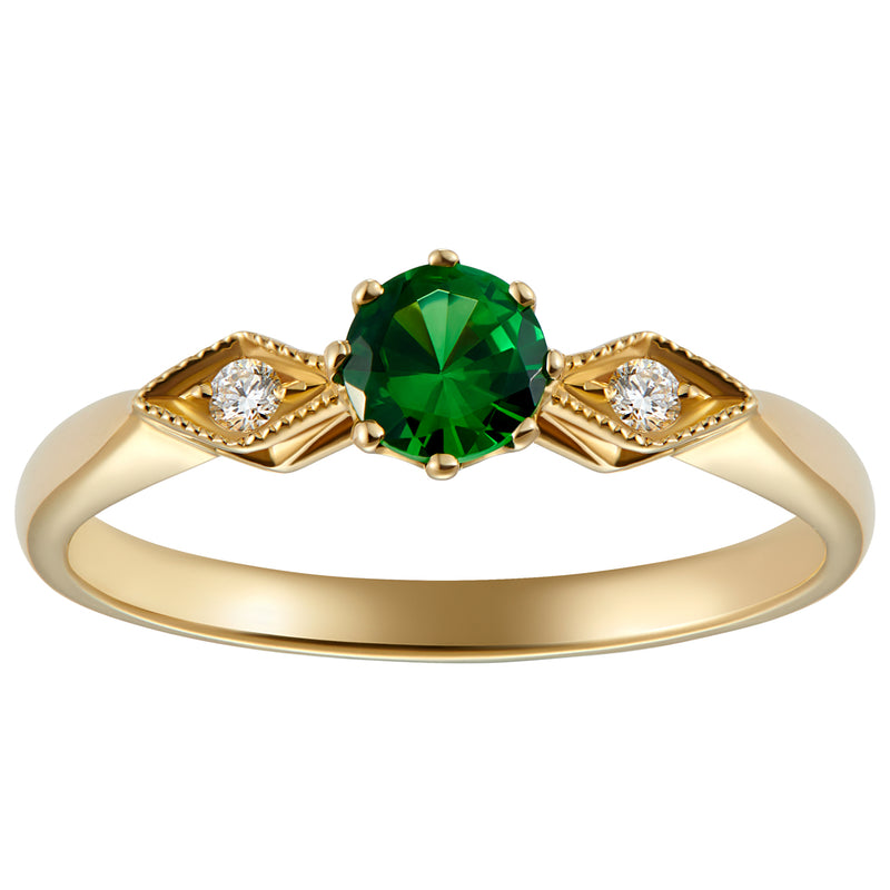 Tsavorite Gemstone Engagement Ring, Oval Shape Natural Birthstone Ring