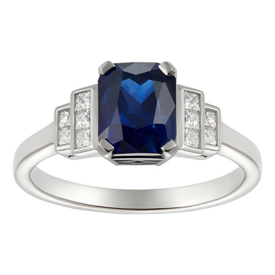 Unique sapphire and diamond engagement ring Hatton Garden
